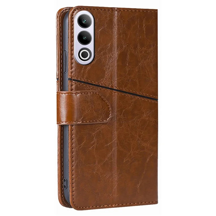 For OnePlus Ace 3V 5G Leather Case Shockproof Geometric Splicing Phone Stand Cover