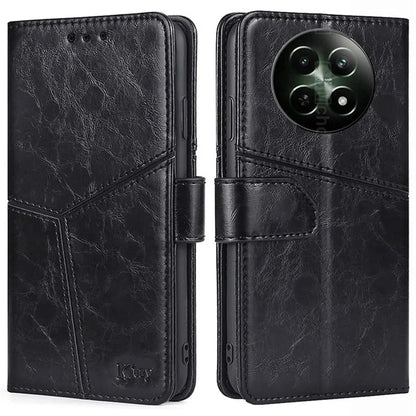 Magnetic Case for Realme 12 5G Shell Wallet Geometric Splicing Phone Cover