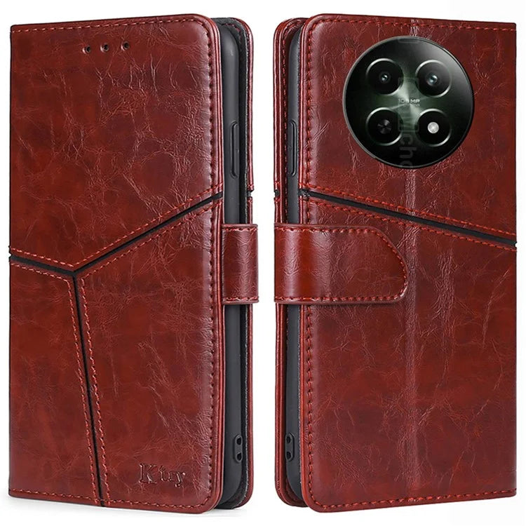 Magnetic Case for Realme 12 5G Shell Wallet Geometric Splicing Phone Cover