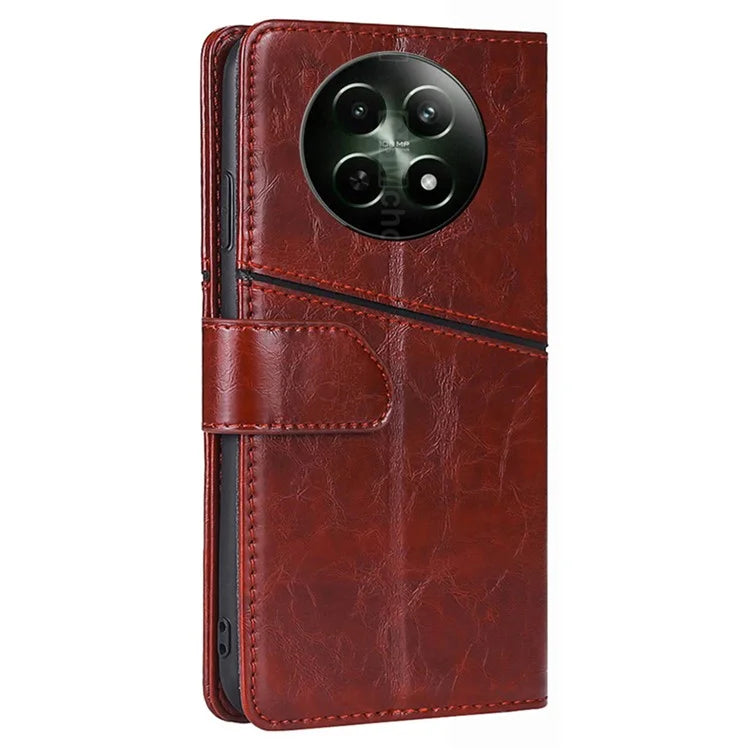 Magnetic Case for Realme 12 5G Shell Wallet Geometric Splicing Phone Cover