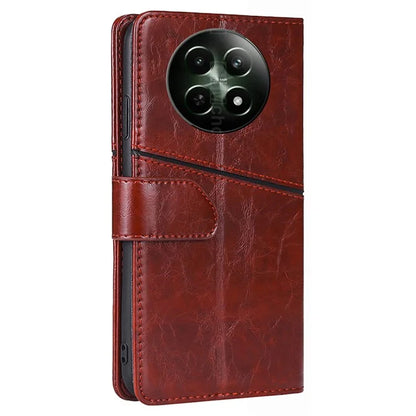 Magnetic Case for Realme 12 5G Shell Wallet Geometric Splicing Phone Cover