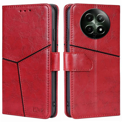 Magnetic Case for Realme 12 5G Shell Wallet Geometric Splicing Phone Cover