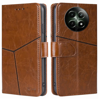 Magnetic Case for Realme 12 5G Shell Wallet Geometric Splicing Phone Cover