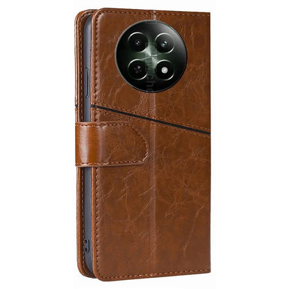 Magnetic Case for Realme 12 5G Shell Wallet Geometric Splicing Phone Cover