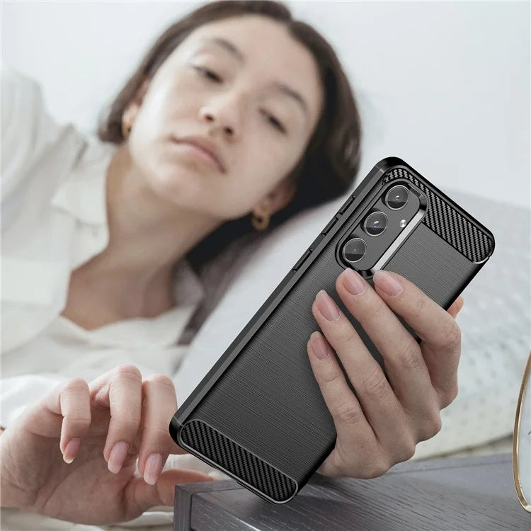For Samsung Galaxy M55 5G / C55 5G / F55 5G Brushed Phone Case Carbon Fiber Texture Soft TPU Cover