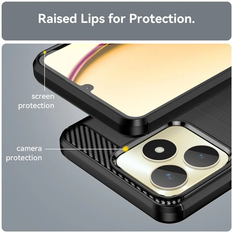 For Realme Note 50 4G Case Carbon Fiber Texture Anti-drop TPU Back Cover