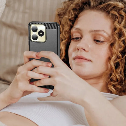 For Realme Note 50 4G Case Carbon Fiber Texture Anti-drop TPU Back Cover