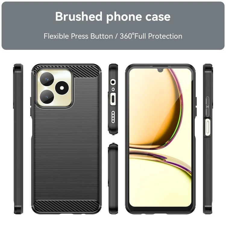 For Realme Note 50 4G Case Carbon Fiber Texture Anti-drop TPU Back Cover