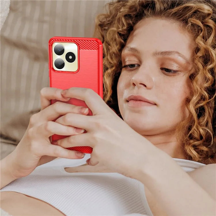 For Realme Note 50 4G Case Carbon Fiber Texture Anti-drop TPU Back Cover