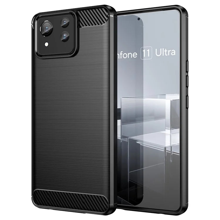 For Asus Zenfone 11 Ultra 5G TPU Case Carbon Fiber Texture Soft Phone Cover