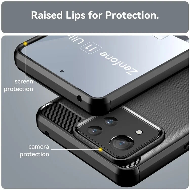 For Asus Zenfone 11 Ultra 5G TPU Case Carbon Fiber Texture Soft Phone Cover