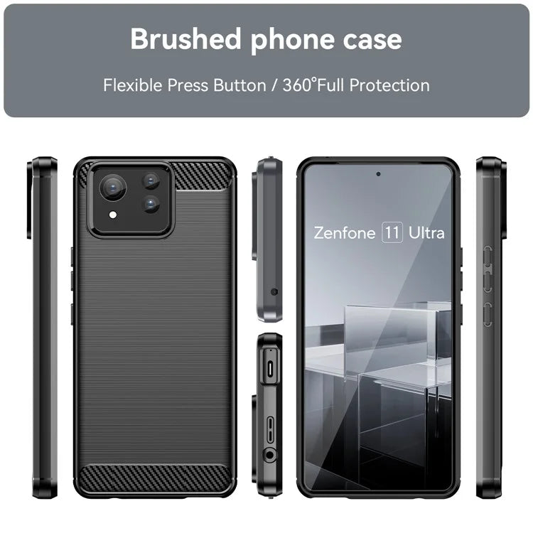 For Asus Zenfone 11 Ultra 5G TPU Case Carbon Fiber Texture Soft Phone Cover