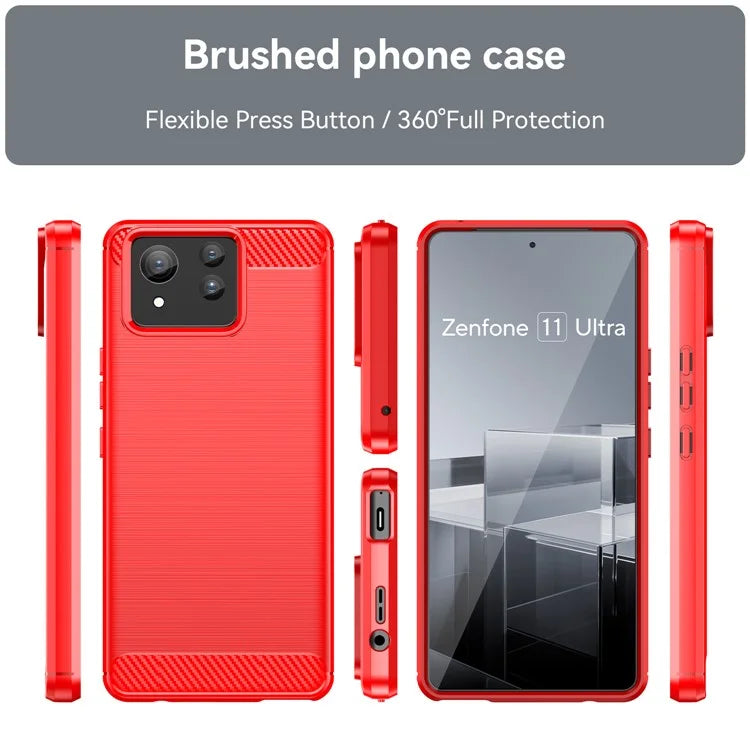 For Asus Zenfone 11 Ultra 5G TPU Case Carbon Fiber Texture Soft Phone Cover