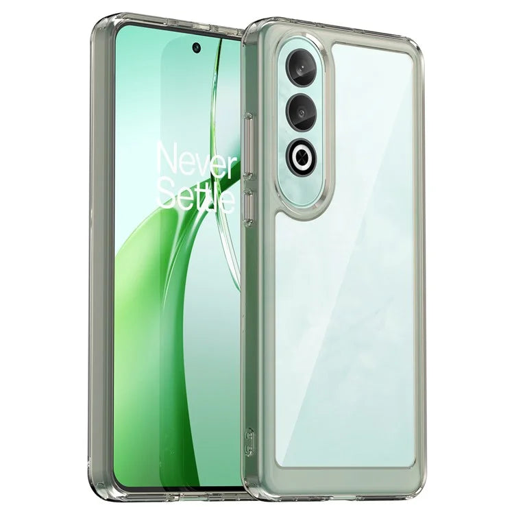 For OnePlus Nord CE4 5G Case Drop-Proof TPU Frame Clear Acrylic Protective Phone Shell Grey