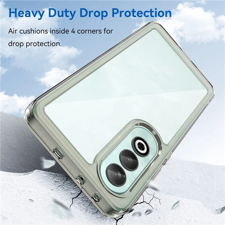 For OnePlus Nord CE4 5G Case Drop-Proof TPU Frame Clear Acrylic Protective Phone Shell Grey