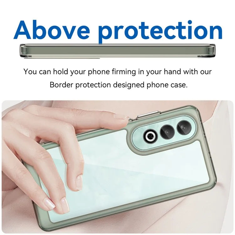 For OnePlus Nord CE4 5G Case Drop-Proof TPU Frame Clear Acrylic Protective Phone Shell Grey