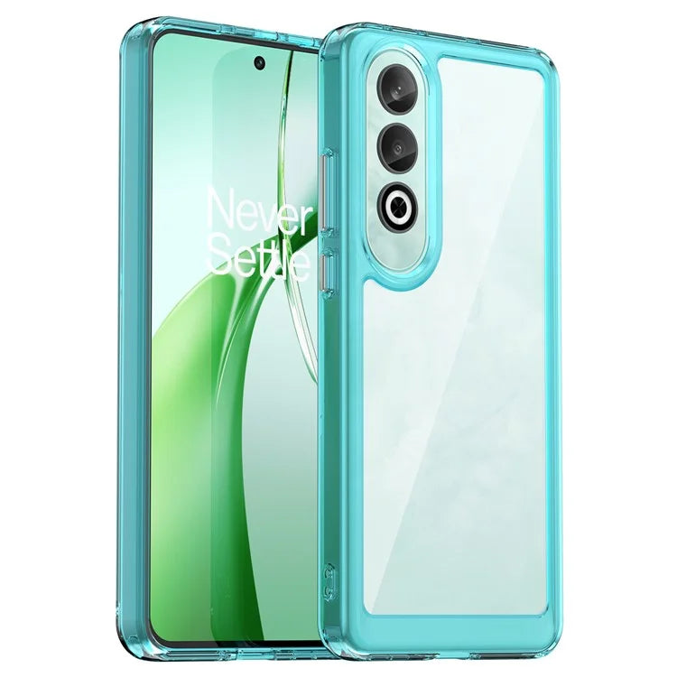 For OnePlus Nord CE4 5G Case Drop-Proof TPU Frame Clear Acrylic Protective Phone Shell Blue
