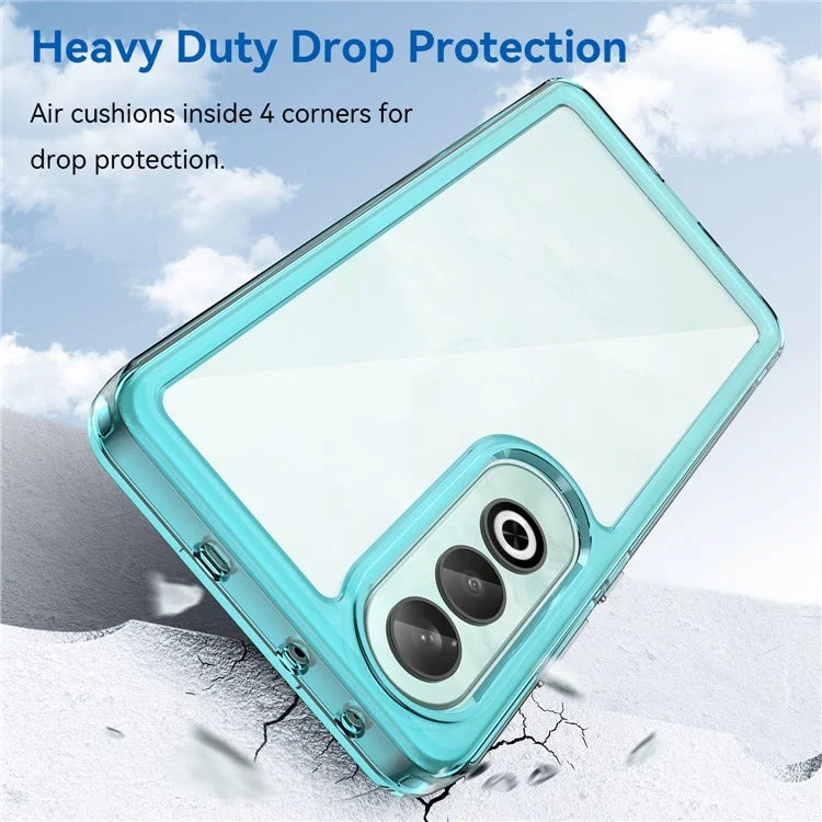 For OnePlus Nord CE4 5G Case Drop-Proof TPU Frame Clear Acrylic Protective Phone Shell Blue