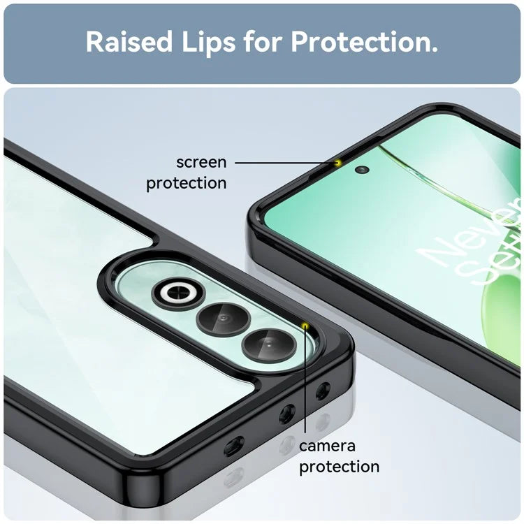 For OnePlus Nord CE4 5G Case Drop-Proof TPU Frame Clear Acrylic Protective Phone Shell