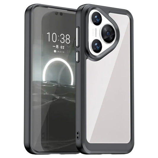 For Huawei Pura 70 Protective Case TPU Frame Clear Acrylic Phone Cover