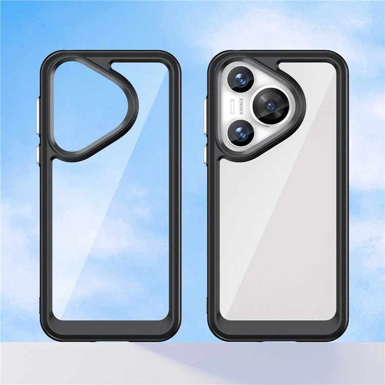 For Huawei Pura 70 Protective Case TPU Frame Clear Acrylic Phone Cover