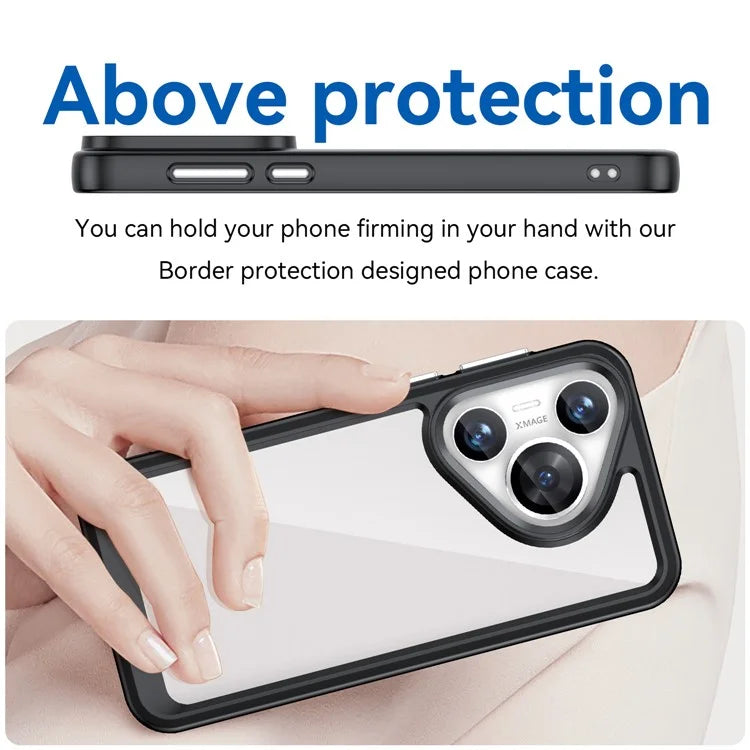 For Huawei Pura 70 Protective Case TPU Frame Clear Acrylic Phone Cover