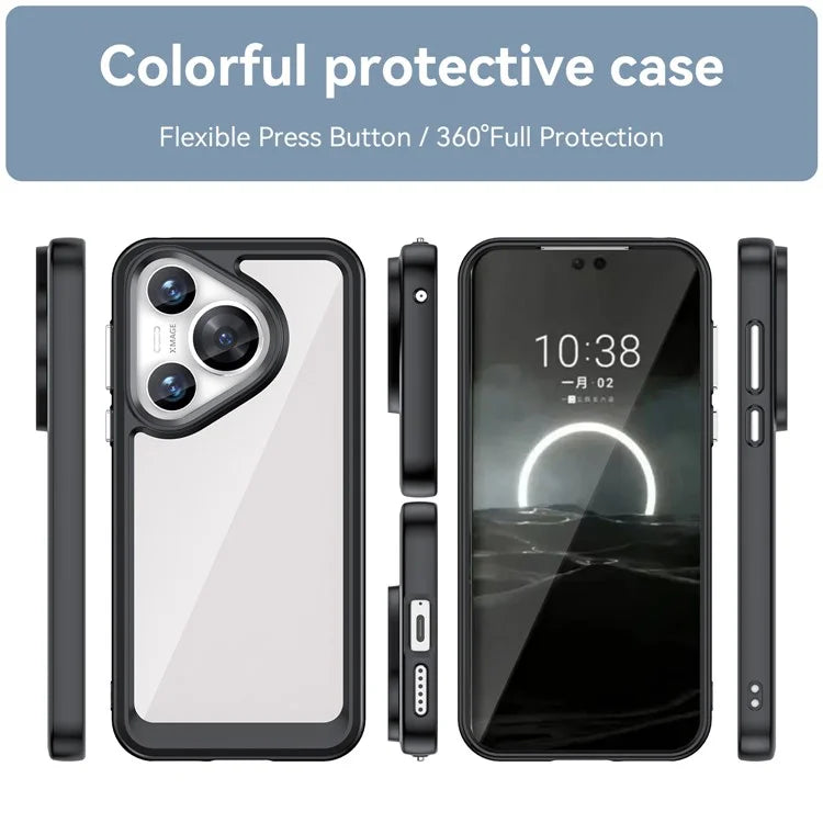 For Huawei Pura 70 Protective Case TPU Frame Clear Acrylic Phone Cover