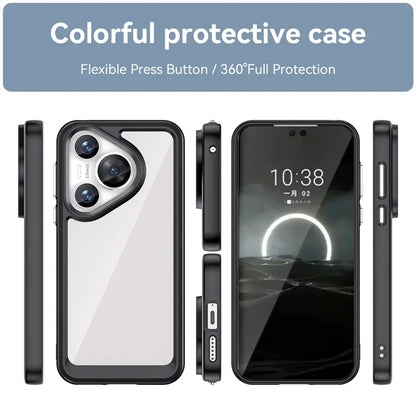 For Huawei Pura 70 Protective Case TPU Frame Clear Acrylic Phone Cover