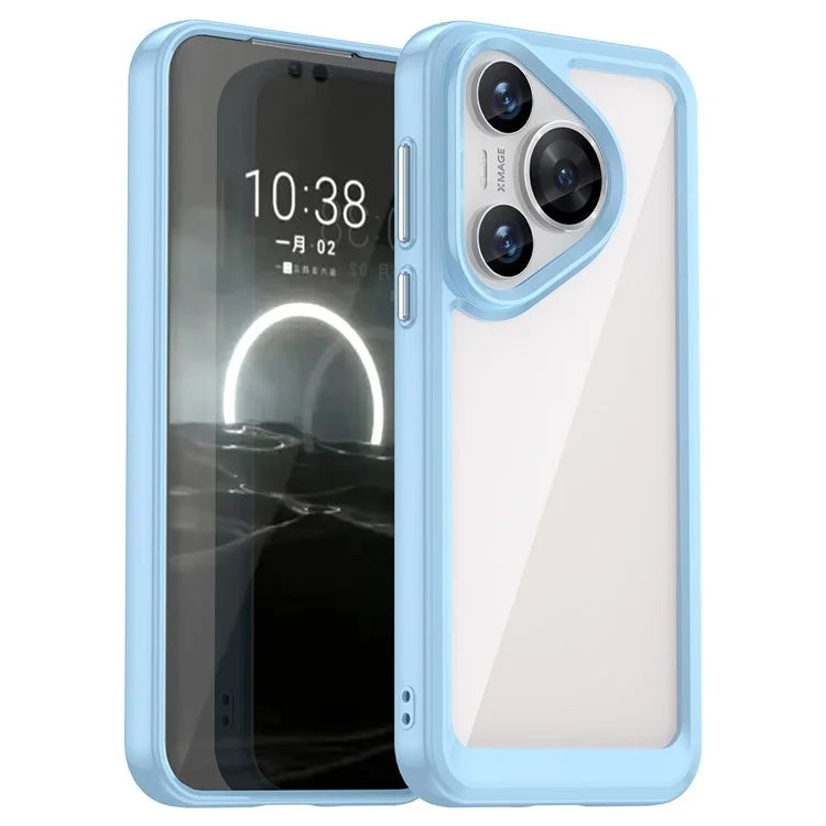 For Huawei Pura 70 Protective Case TPU Frame Clear Acrylic Phone Cover