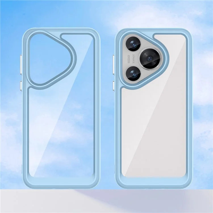 For Huawei Pura 70 Protective Case TPU Frame Clear Acrylic Phone Cover