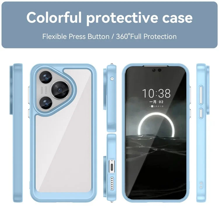 For Huawei Pura 70 Protective Case TPU Frame Clear Acrylic Phone Cover