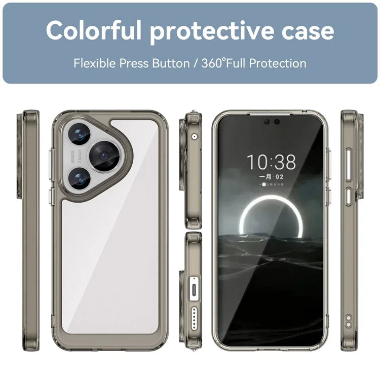 For Huawei Pura 70 Protective Case TPU Frame Clear Acrylic Phone Cover