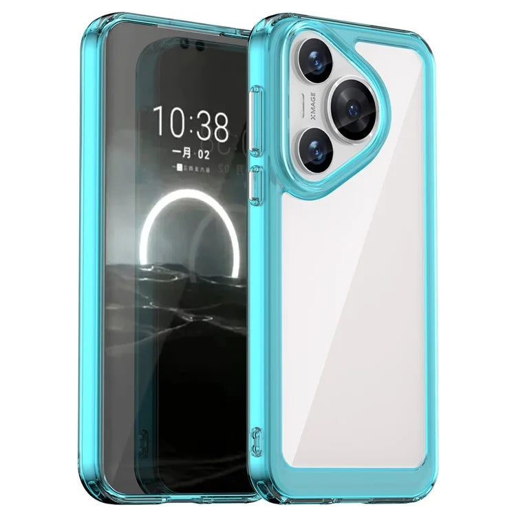 For Huawei Pura 70 Protective Case TPU Frame Clear Acrylic Phone Cover