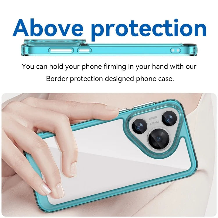 For Huawei Pura 70 Protective Case TPU Frame Clear Acrylic Phone Cover