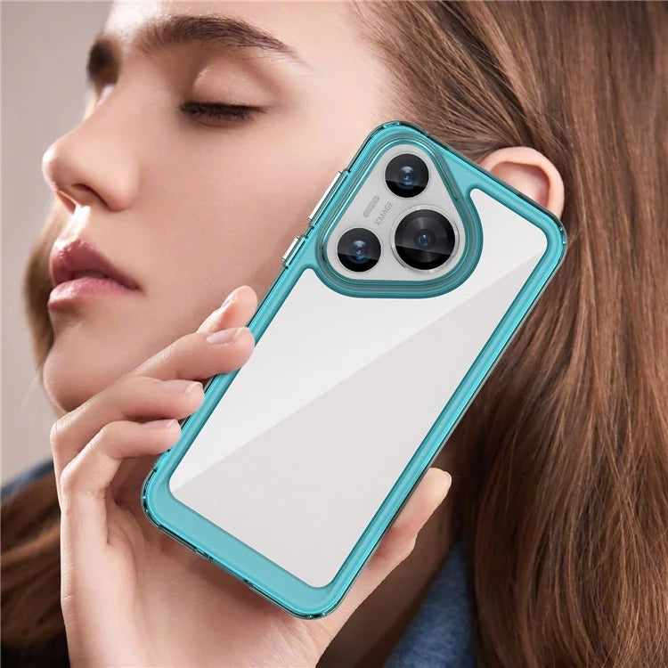 For Huawei Pura 70 Protective Case TPU Frame Clear Acrylic Phone Cover