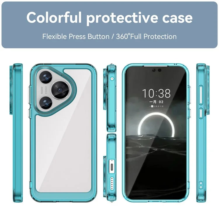 For Huawei Pura 70 Protective Case TPU Frame Clear Acrylic Phone Cover