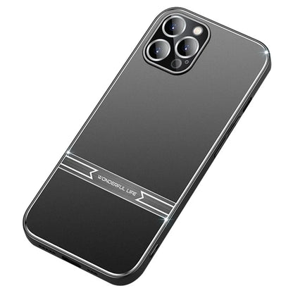 For iPhone 15 Pro Matte Case Bump Proof Metal+PC+TPU Smartphone Cover