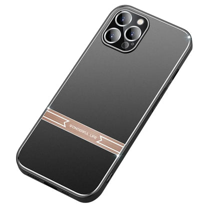 For iPhone 15 Pro Matte Case Bump Proof Metal+PC+TPU Smartphone Cover