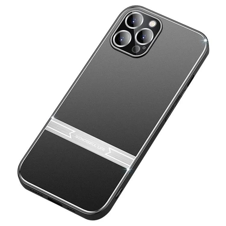 For iPhone 15 Pro Matte Case Bump Proof Metal+PC+TPU Smartphone Cover