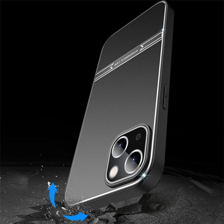 For iPhone 13 Case Scratch Resistant Metal+PC+TPU Matte Smartphone Cover
