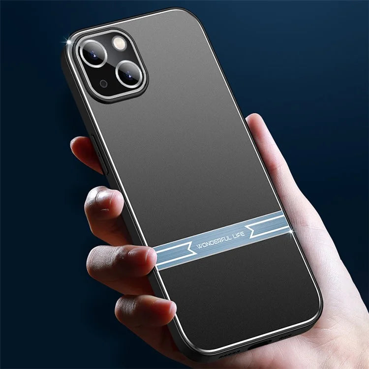 For iPhone 13 Case Scratch Resistant Metal+PC+TPU Matte Smartphone Cover