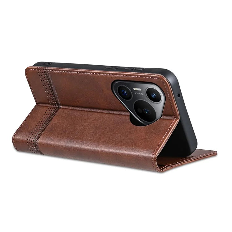 AZNS For Huawei Pura 70 Pro / Pura 70 Pro+ Case PU Leather Folio Wallet Magnetic Auto-absorbed Phone Cover