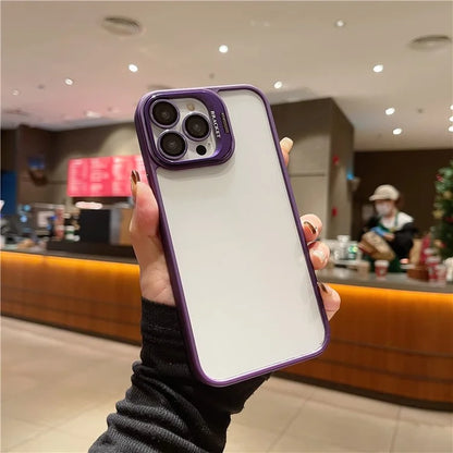 U1 For iPhone 13 Pro Case Lens Frame Kickstand TPU+Acrylic Phone Cover with Glass Lens Film