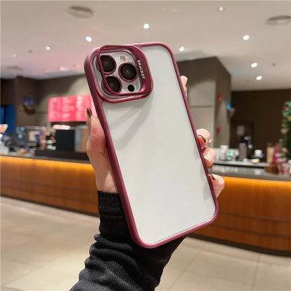 U1 For iPhone 13 Pro Case Lens Frame Kickstand TPU+Acrylic Phone Cover with Glass Lens Film