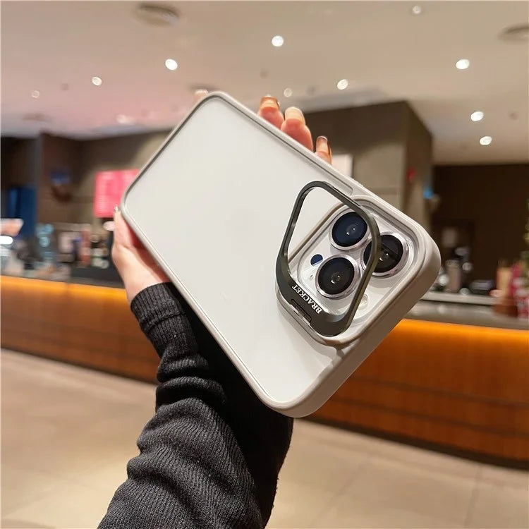 U1 For iPhone 13 Pro Case Lens Frame Kickstand TPU+Acrylic Phone Cover with Glass Lens Film