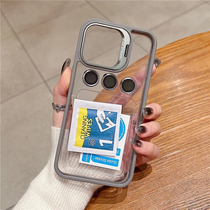 U1 For iPhone 13 Pro Case Lens Frame Kickstand TPU+Acrylic Phone Cover with Glass Lens Film