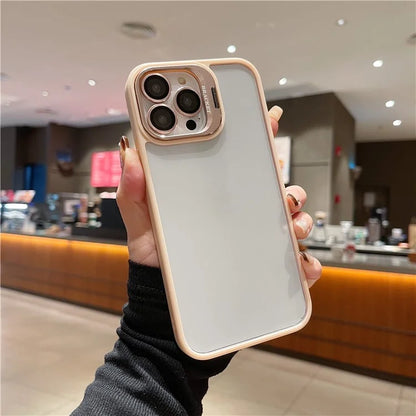 U1 For iPhone 13 Pro Case Lens Frame Kickstand TPU+Acrylic Phone Cover with Glass Lens Film