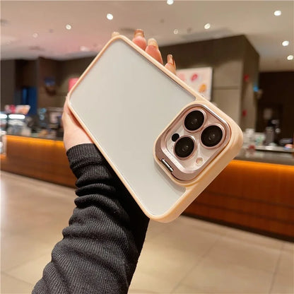 U1 For iPhone 13 Pro Case Lens Frame Kickstand TPU+Acrylic Phone Cover with Glass Lens Film