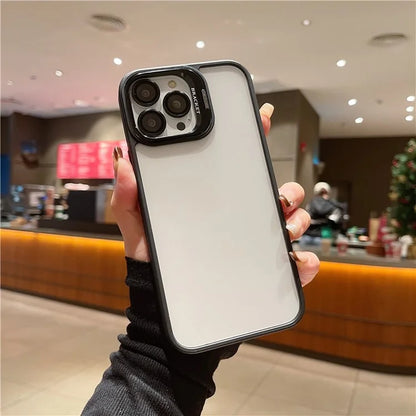 U1 For iPhone 13 Pro Case Lens Frame Kickstand TPU+Acrylic Phone Cover with Glass Lens Film