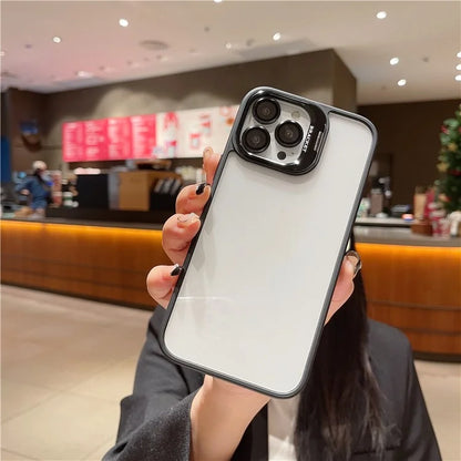 U1 For iPhone 13 Pro Case Lens Frame Kickstand TPU+Acrylic Phone Cover with Glass Lens Film
